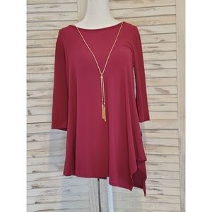 Asymmetrical Blouse w/ goof necklace